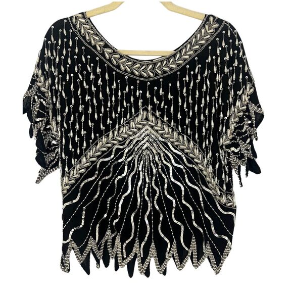 Vintage Sho Max Bead & Sequin Detail Shirt Women's Size Large - Picture 1 of 9